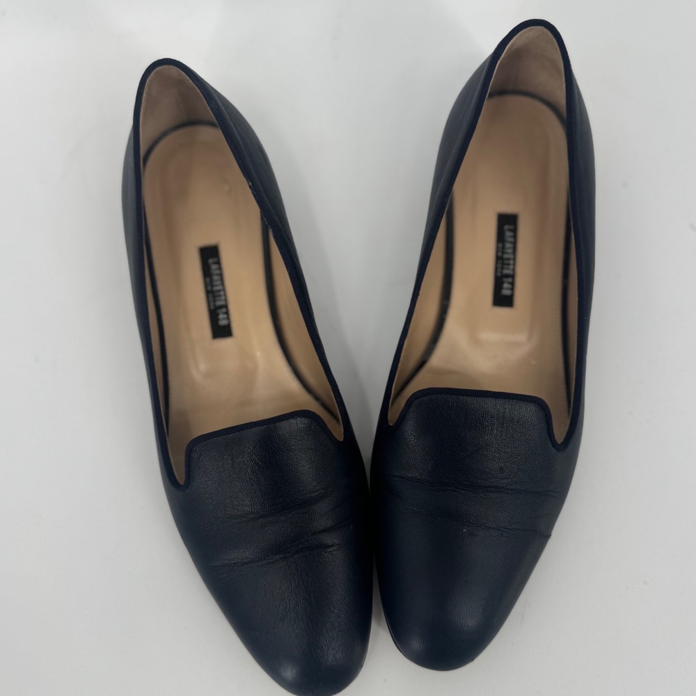 LAFAYETTE 148 NEW YORK Navy Leather Loafers Women US Size 8 - Picture 5 of 8